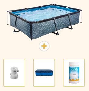 Piscina fuori terra rettangolare - aspetto pietra - 300x200x65 cm - composta da 4 elementi - modello SCB75