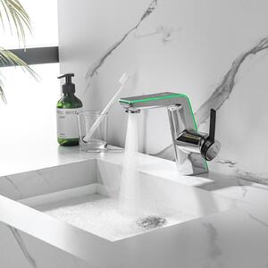 Rubinetto da bagno con display LED che indica la temperatura, miscelatore monocomando, cromato