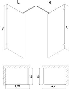 Mexen Lunar parete doccia Walk-in sinistra 70 x 200 cm, trasparente 8 mm, oro spazzolato - 830-070-000-55-00-L