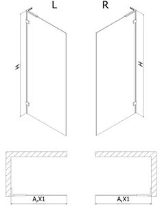 Mexen Lunar L parete doccia Walk-in sinistra 70 x 200 cm, trasparente 8 mm, nero - 830L-070-000-70-00-L