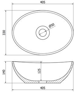 Mexen Elza lavabo da appoggio 40 x 33 cm, bianco pietra - 21014091