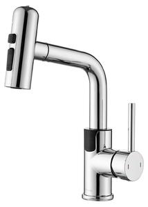 Rubinetto da bagno con display LED che mostra la temperatura e soffione doccia estraibile