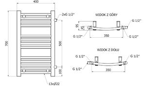 Mexen Ares radiatore da bagno laterale 700 x 400 mm, 240 W, nero - W102-0700-400-00-70-S
