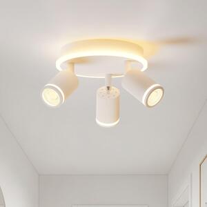 LVWIT, plafoniera LED GU10, plafoniera a 3 luci rotonda, plafoniera LED orientabile, lampada da soffitto bianca con faretti, lampada da soffitto a 3 luci girevole, faretti da soffitto moderni - senza lampadine