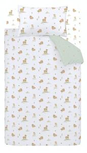 Set copripiumino e federa da bambini bianco e verde in cotone per letto singolo 135x200 cm Mini Moo Cow – Bianca