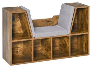 HOMCOM Libreria panca 2 in 1 con cuscini per seduta, scaffale a cubo 6 scomparti aperti, 102 x 30 x 61 cm, marrone rustico | Aosom Italy