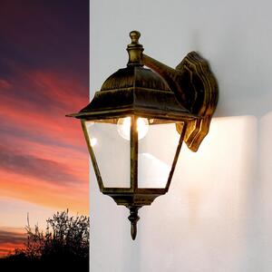 Applique da esterno rustica "Tirol" oro antico alluminio vero vetro E27 Lampada da parete terrazzo balcone giardino