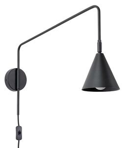 Lampada da parete nera con alimentazione a corrente Zylo – Sollux