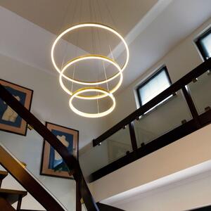 S.luce LED Lampada a sospensione a 3 anelli combinazione di lampade a sospensione centrica Luce a sospensione oro Ø 100 | 80 | 60cm rotonda