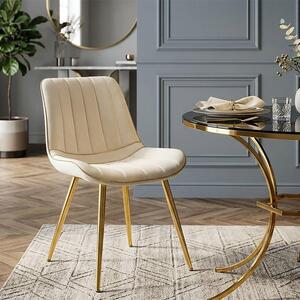 Set di 2 sedie in tessuto beige con finiture dorate cm 51x59x79
