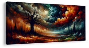 Quadro su tela – Paesaggio con albero della vita colorato