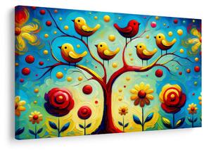 Quadro su tela – Albero della vita con uccellini