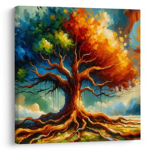 Quadro su tela – Albero della vita colorato con radici