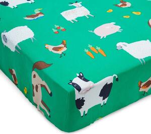 Lenzuolo con angoli per bambini verde per culla 70x140 cm Farmyard Animals – Catherine Lansfield