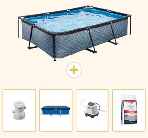Piscina fuori terra rettangolare - aspetto pietra - 300x200x65 cm - 5 pezzi - SCB53