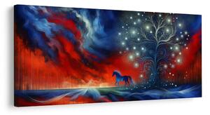Quadro su tela – Albero della vita magico con cavallo