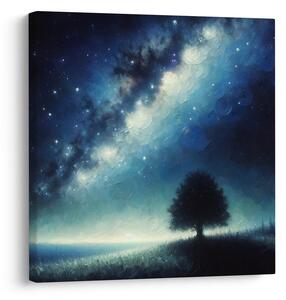 Quadro su tela – Albero della vita solitario e galassia