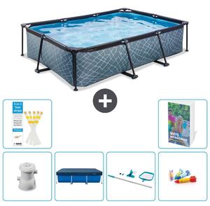 Piscina fuori terra rettangolare - aspetto pietra - 300x200x65 cm - composta da 5 elementi - modello S299