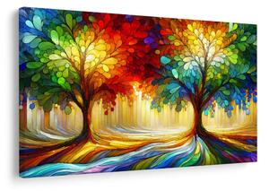 Quadro su tela – Albero della vita colorato nel bosco