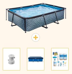 Piscina fuori terra rettangolare - aspetto pietra - 300x200x65 cm - composta da 4 elementi - modello SCB63