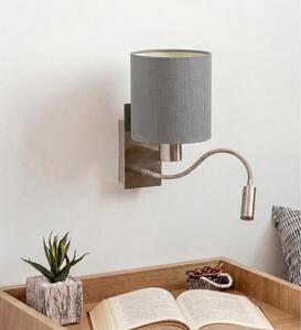 Brilagi - Lampada da parete LED flessibile NUBILA 1xE27/25W/230V+LED/3W cromo/grigio chiaro