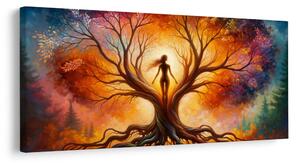 Quadro su tela – Albero della vita autunnale con figura