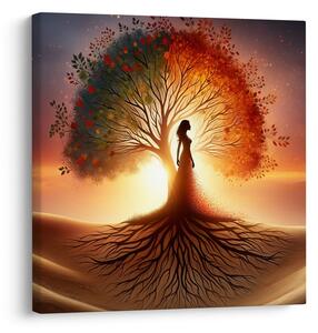 Quadro su tela – Tramonto e albero della vita