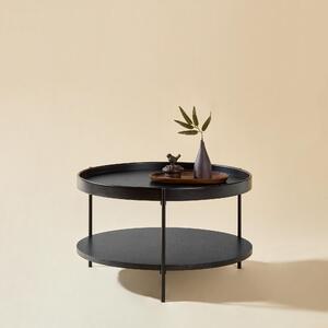 Tavolino da divano okwish con spazio di stoccaggio a due livelli, design a vassoio, facile da montare, ideale per il soggiorno, colore nero