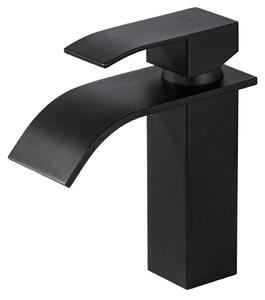 Rubinetto per bagno, 175 mm, a basso rumore, miscelatore monocomando, modello a cascata, miscelatore per lavabo in acciaio inossidabile con tubi per acqua fredda e calda