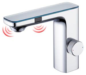 Rubinetto per lavabo con sensore a infrarossi, miscelatore senza contatto per bagno, cromato