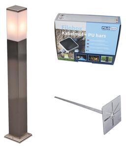 Lampada da esterno a stelo in acciaio da 80 cm, IP44, Malios, con picchetto e pressacavo