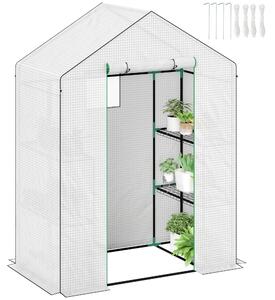 Outsunny Serra da giardino con 1 porta 1 finestra 3 livelli per Verdure Piante Fiori Tela PE 143 x 74 x 190 cm bianco | Aosom Italy