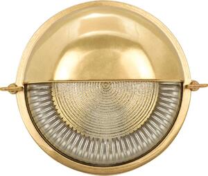 Lampada da esterno a parete in vetro di ottone E27 IP64 rotonda Ø 17,5 cm in lampada nautica da cantina