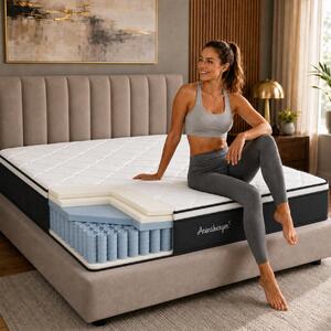 Materasso a molle Arensberger EMILIA con schiuma GEL e topper integrato | 120x200 cm altezza 23cm | livello di solidità H3/ H4 | materasso a molle insacchettate HR