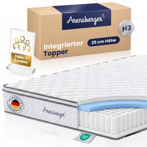 Arensberger VIKTORIA: Materasso H3, 25 cm, con sistema a molle insacchettate e rivestimento superiore in schiuma NANOCELL da 5 cm, coprima lavabile