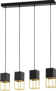 Lampada a sospensione LED Montebaldo a 4 luci nero, color oro Eglo 97734