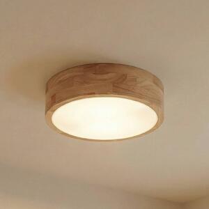 Plafoniera soffitto Tanju Lindby, dimmerabile, Legno chiaro, Soggiorno / Sala da pranzo, Legno, Campagna / Rustiche, Plafoniera