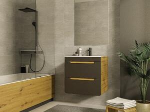 Mobile sotto lavabo sospeso colore naturale e antracite - 60 cm - ARUBA