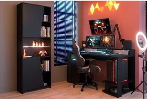Scrivania da gioco a LED, nero opaco, 152 x 61,5 x 87 cm