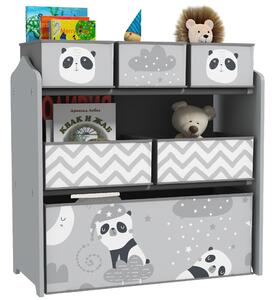 ZONEKIZ Scaffale Portagiochi per Bambini con 6 Contenitori Rimovibili in Tessuto, 63x30x66cm, Grigio