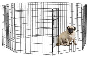 PawHut Recinto per Cani e Cuccioli, Box per Animali da 8 Pezzi in Filo di Ferro, 76 x 61cm Nero|Aosom