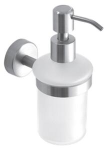 Dispenser di sapone bagno in acciaio inox satinato e vetro | Monde-S - KAMALU