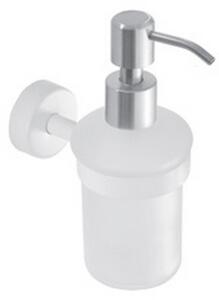 Dispenser di sapone bagno in acciaio inox bianco opaco e vetro | Monde-B - KAMALU