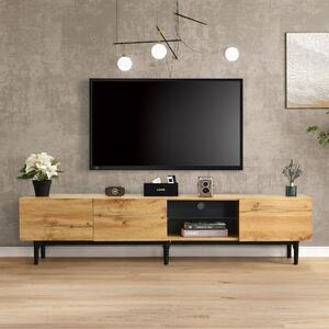 Moderno Mobile TV con Venatura del Legno, Luci LED Variabili, Capacità di 50 kg, 175x31x41 cm, , Naturale | Aosom