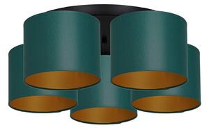 Plafoniera Soho, cilindro rotondo 5 luci verde/oro
