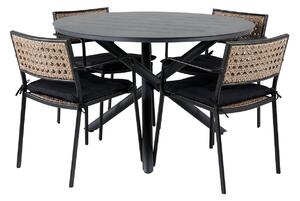 Tavolo e sedie set Dallas 492Bianco plastica, Metallo