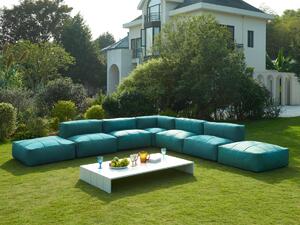 Salotto da giardino modulare 7 posti Tessuto: 4 poltrone, 1 angolo, 2 pouf e 1 tavolino Verde - LIVAI di MYLIA