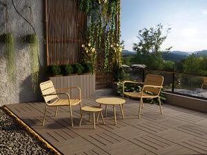 Salotto da giardino in metallo - 2 poltrone basse impilabili e tavolini accostabili - Giallo senape - MIRMANDE di MYLIA