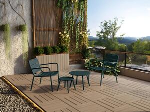Salotto da giardino in metallo - 2 poltrone basse impilabili e tavolini accoppiabili - Verde abete - MIRMANDE di MYLIA