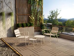 Salotto da giardino in metallo - 2 poltrone basse impilabili e tavoli componibili - Beige - MIRMANDE di MYLIA
